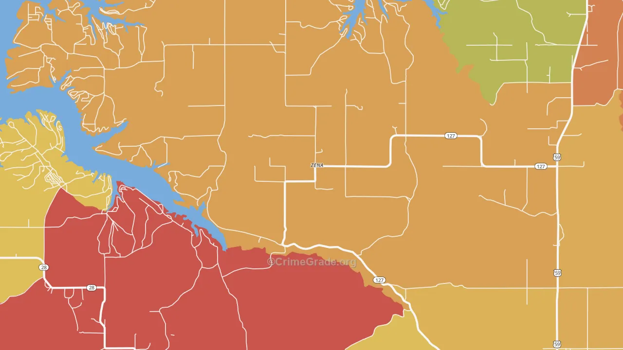 Zena, OK Map of Robbery Rates