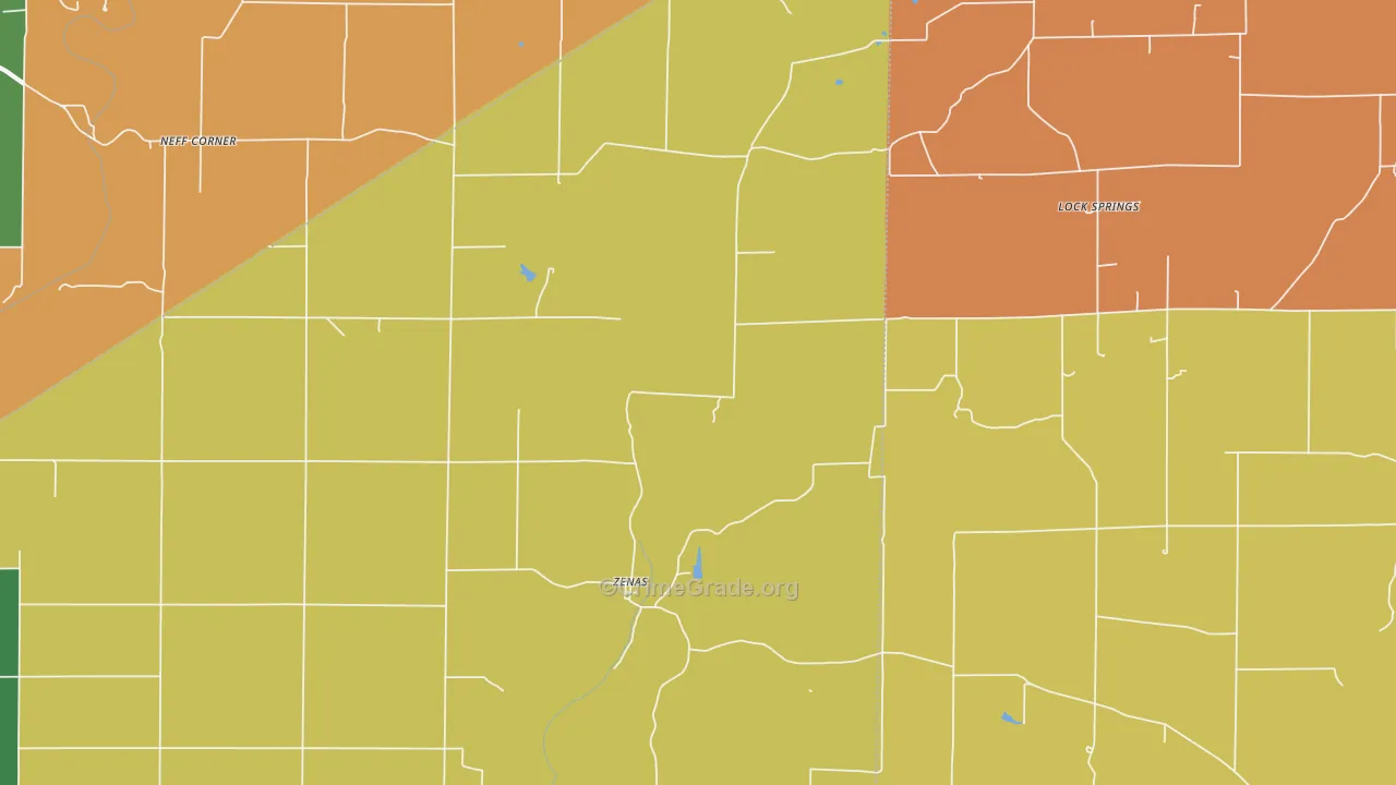 Zenas, IN Map of Robbery Rates