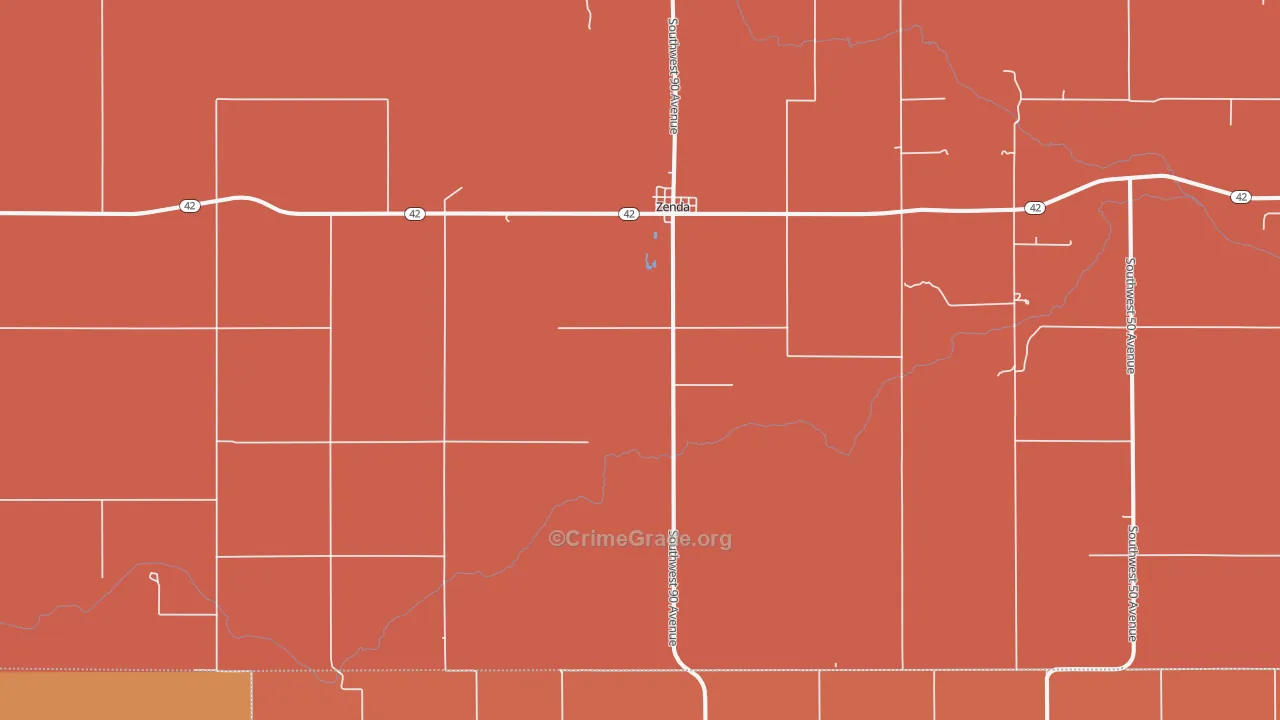Zenda, KS Map of Robbery Rates