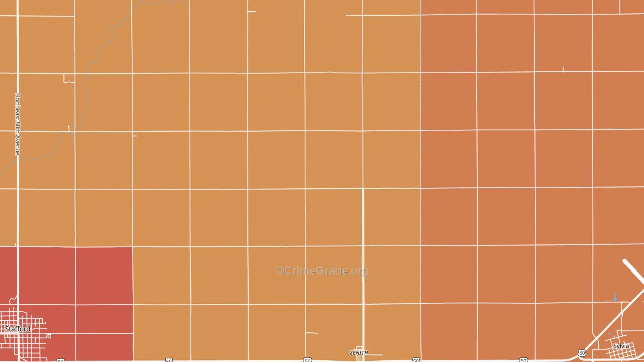 Zenith, KS Map of Robbery Rates