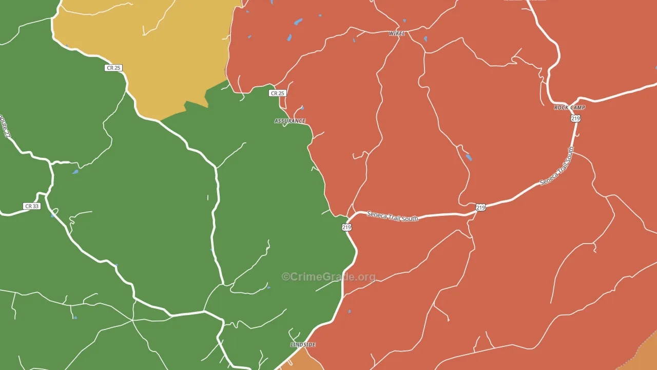 Zenith, WV Map of Robbery Rates