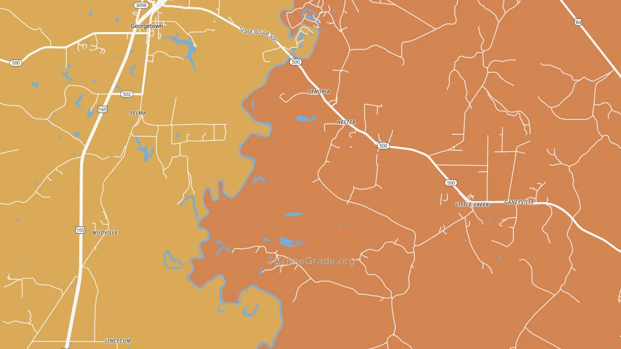 Zenoria, LA Map of Robbery Rates