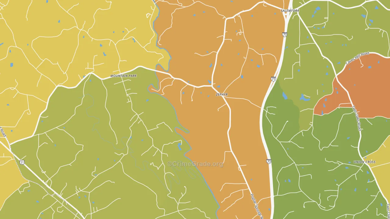 Zephyr, NC Map of Robbery Rates