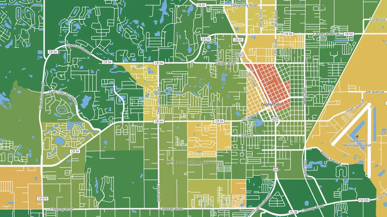 Zephyrhills West, FL Map of Robbery Rates
