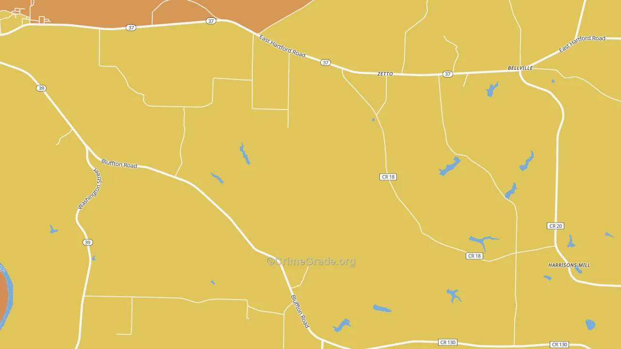 Zetto, GA Map of Robbery Rates