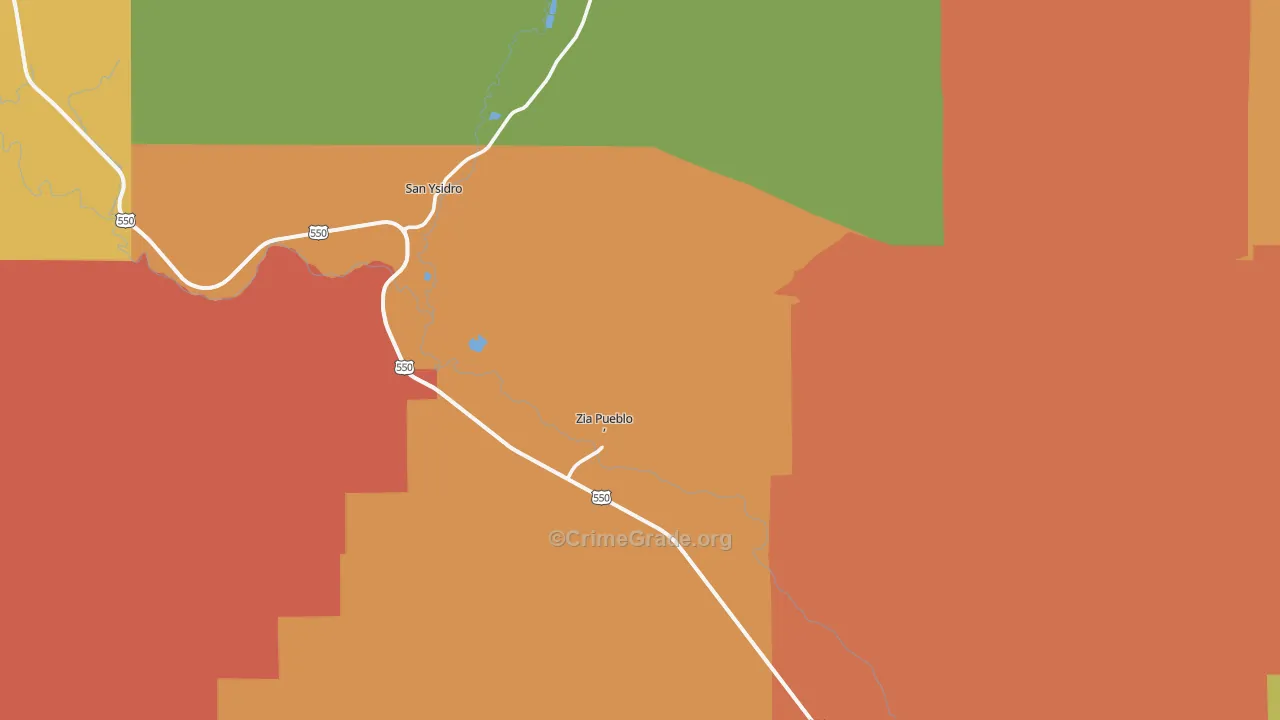 Zia Pueblo, NM Map of Robbery Rates
