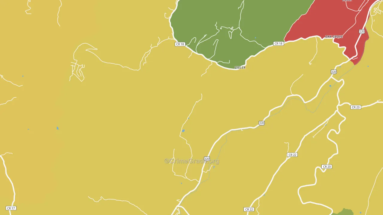 Zigler, WV Map of Robbery Rates