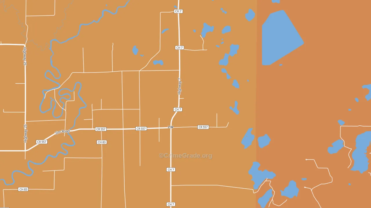 Zim, MN Map of Robbery Rates