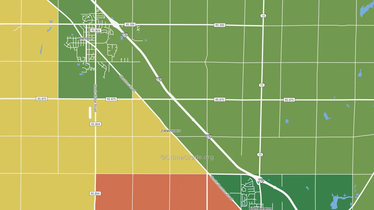 Zimmerdale, KS Map of Robbery Rates