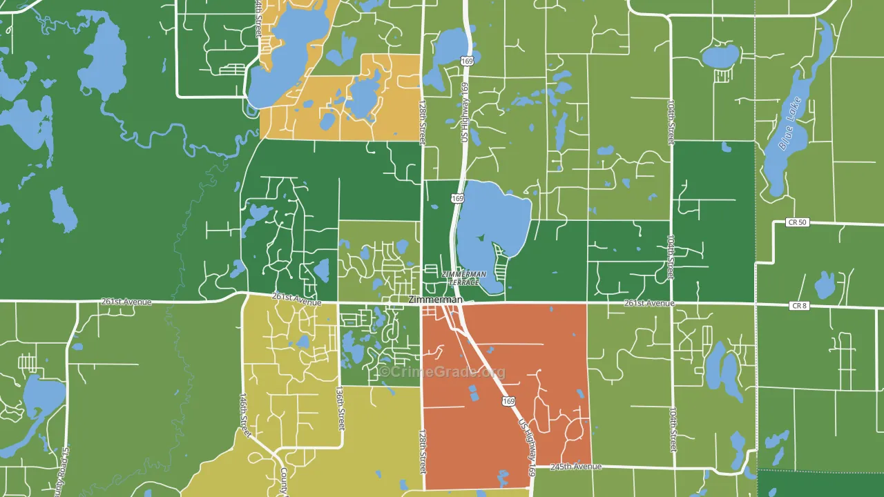 Zimmerman, MN Map of Robbery Rates