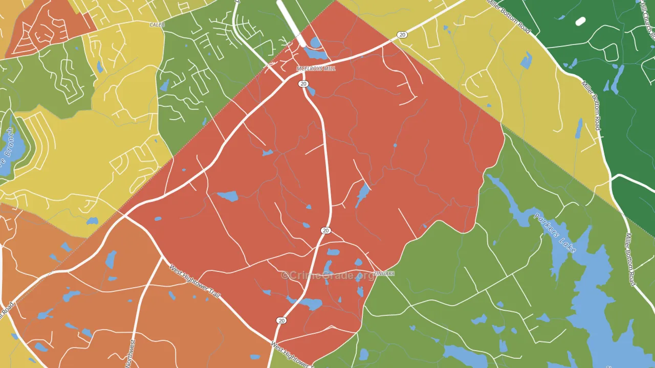 Zingara, GA Map of Robbery Rates