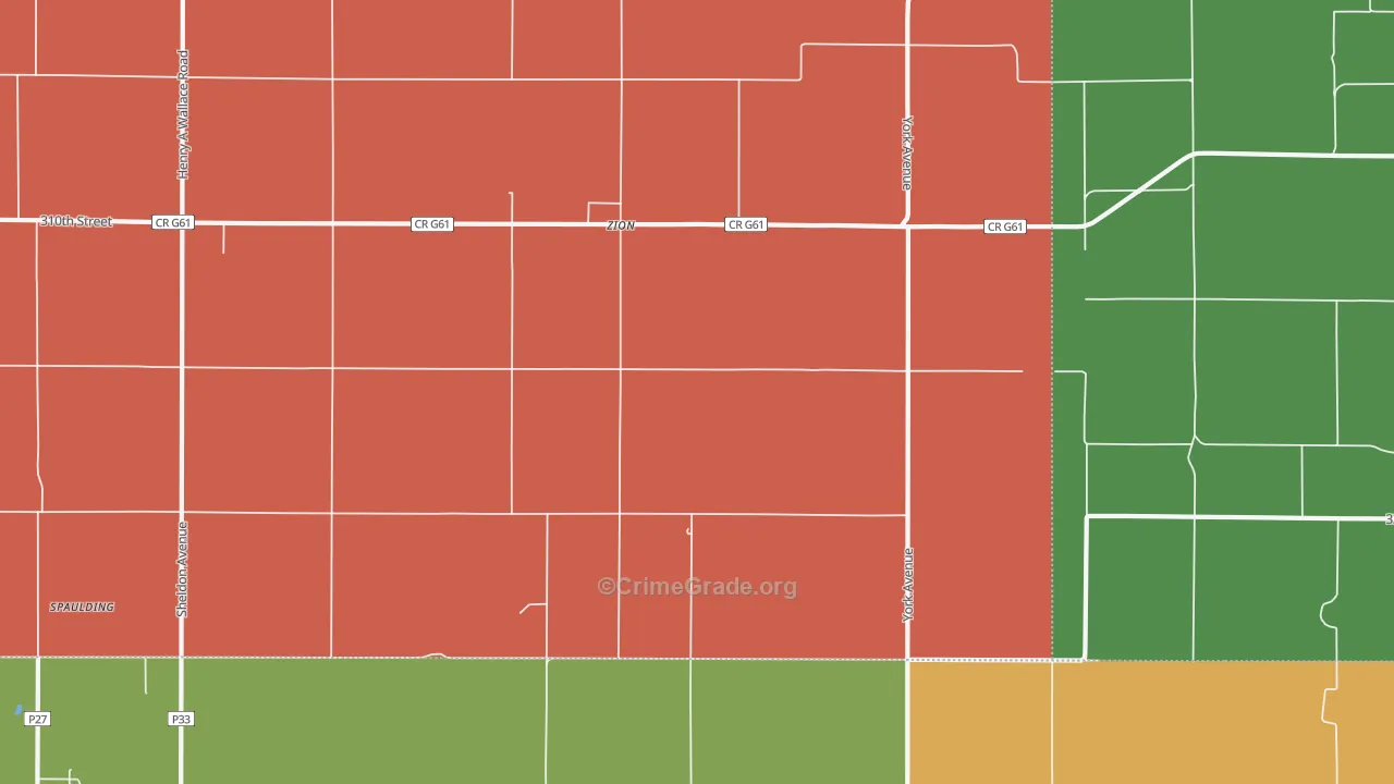 Zion, IA Map of Robbery Rates