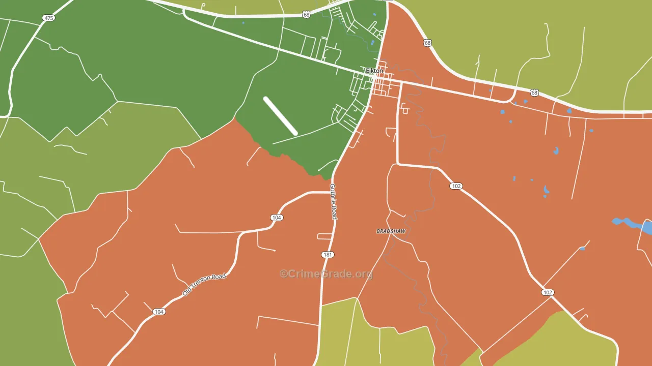 Zion, KY Map of Robbery Rates