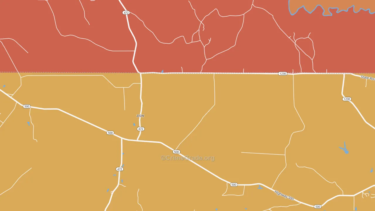 Zion, LA Map of Robbery Rates