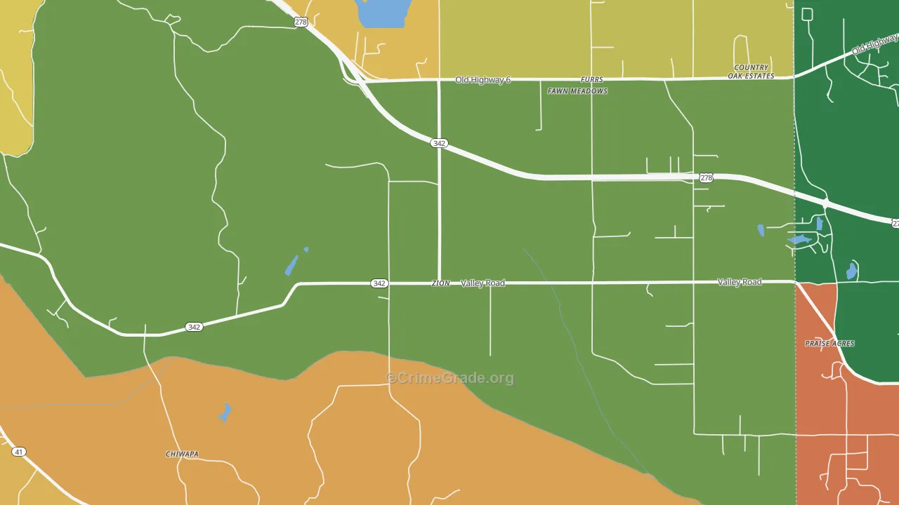 Zion, MS Map of Robbery Rates
