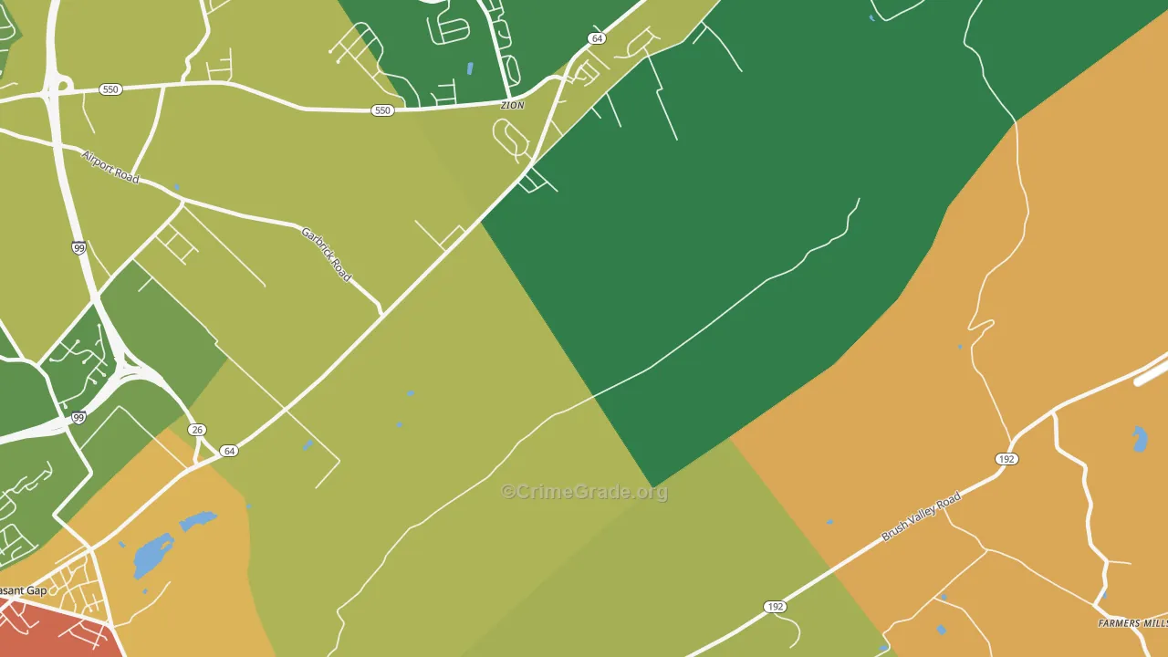 Zion, PA Map of Robbery Rates