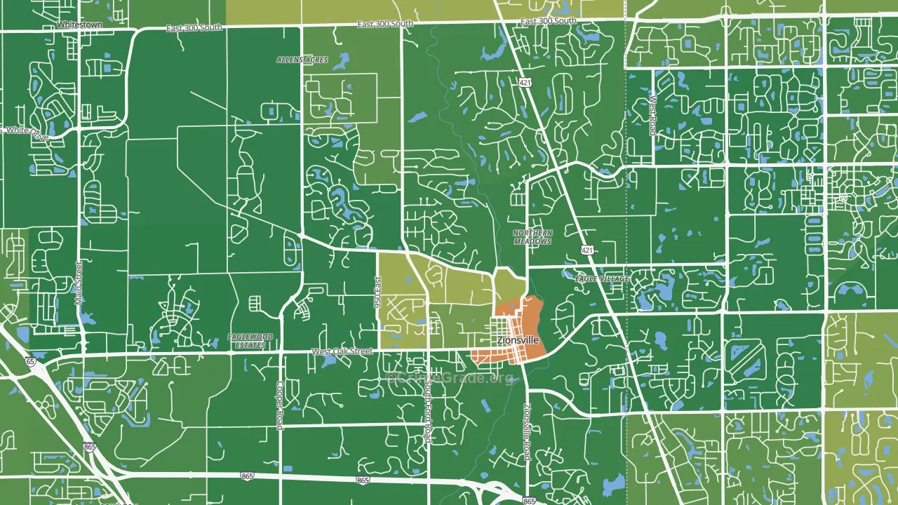 Zionsville, IN Map of Robbery Rates