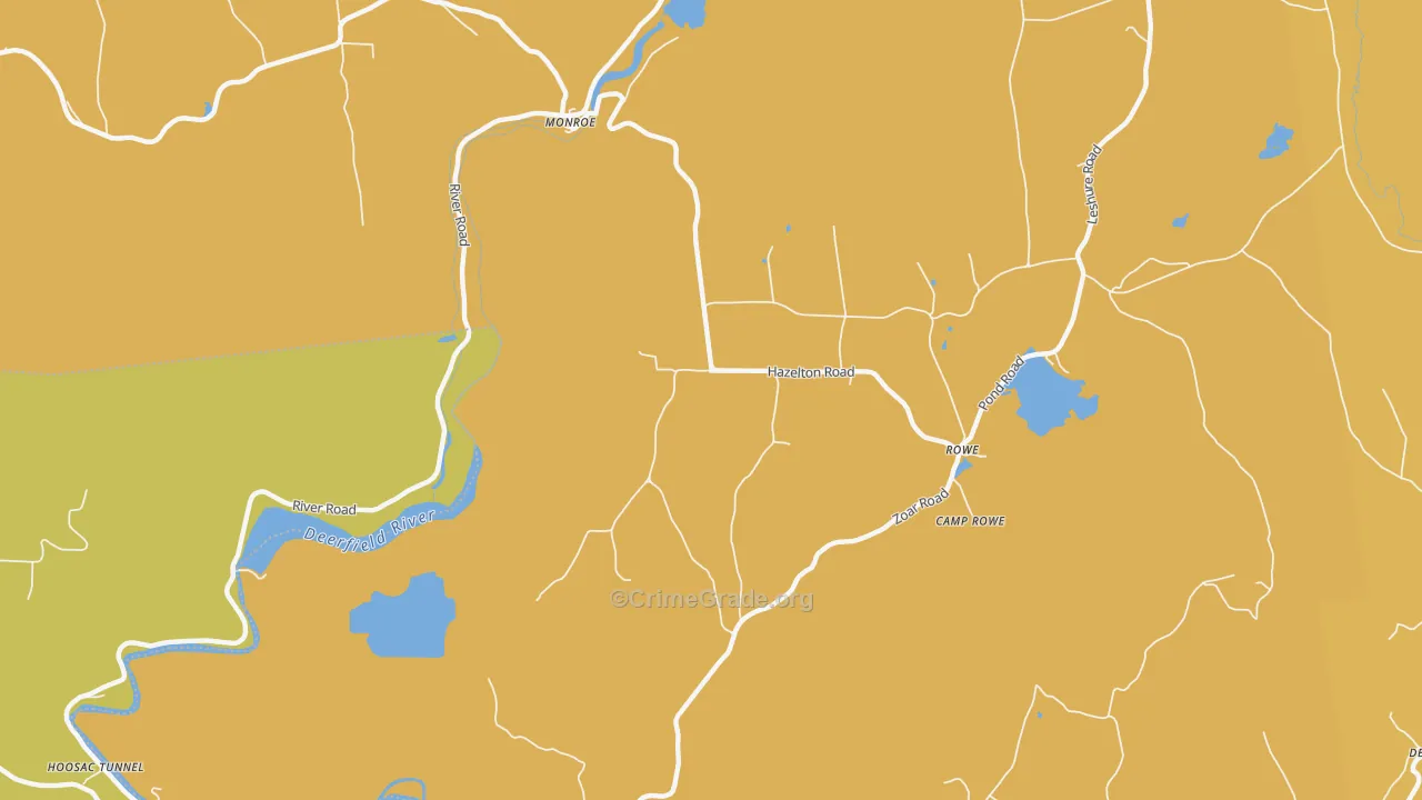 Zoar, MA Map of Robbery Rates