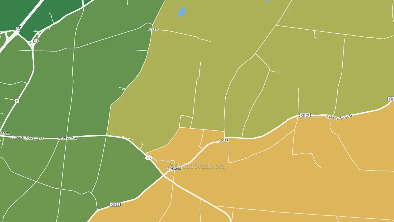 Zoar, NY Map of Robbery Rates