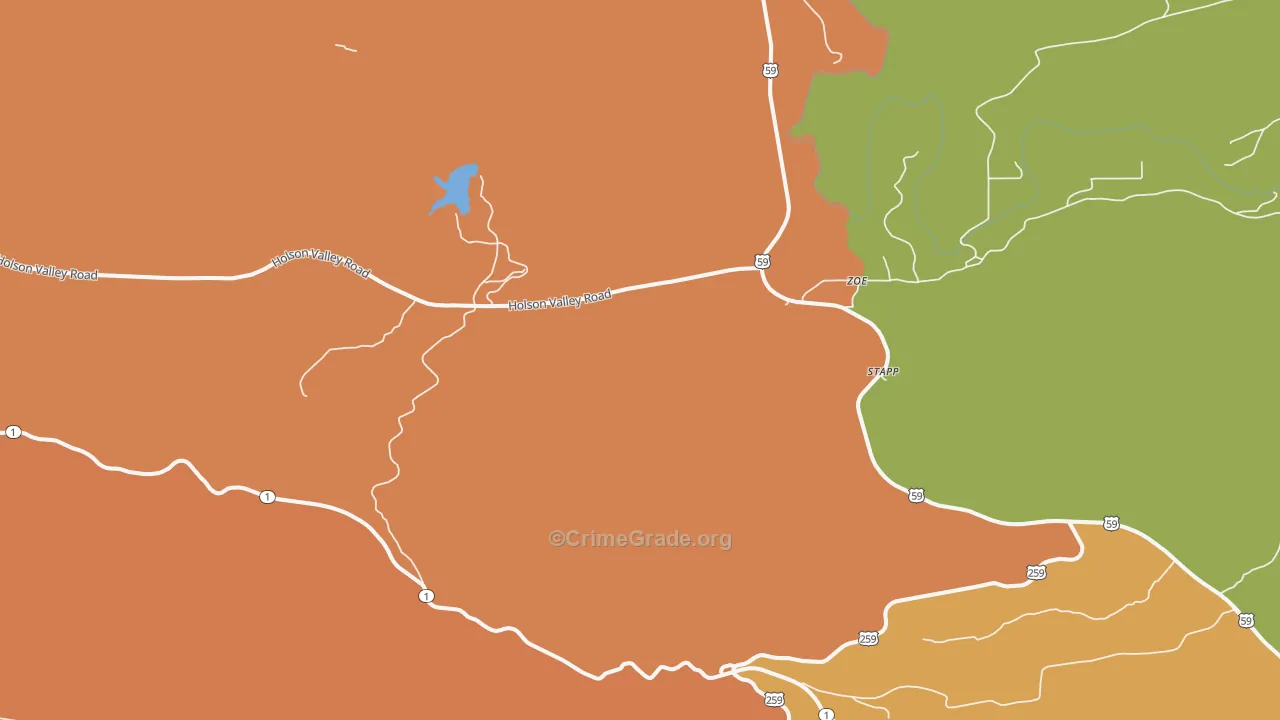 Zoe, OK Map of Robbery Rates
