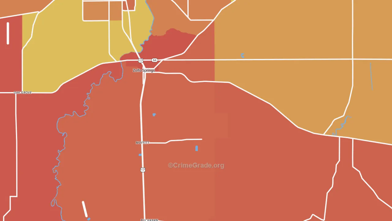 Zolfo Springs, FL Map of Robbery Rates
