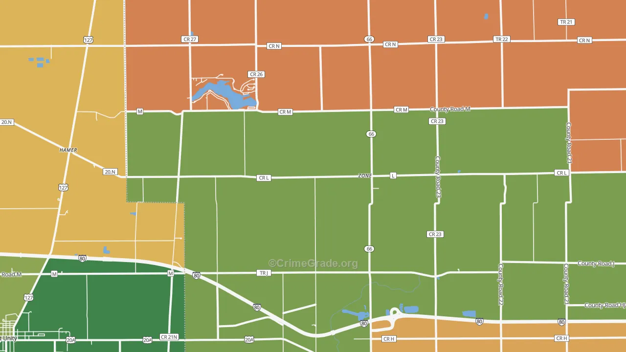 Zone, OH Map of Robbery Rates