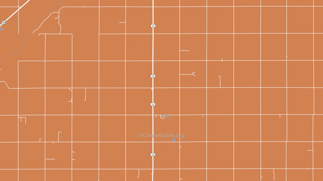 Zook, KS Map of Robbery Rates