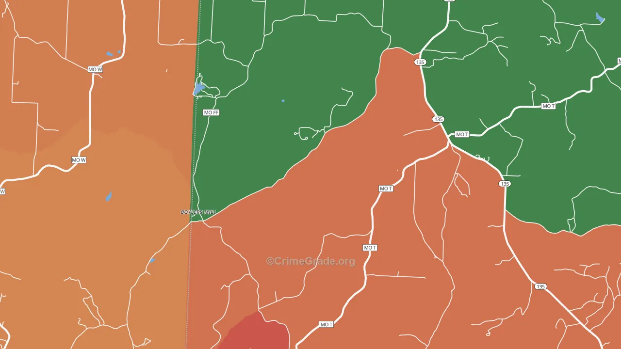 Zora, MO Map of Robbery Rates