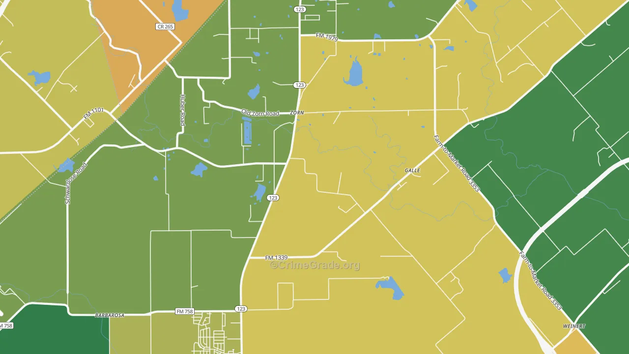 Zorn, TX Map of Robbery Rates