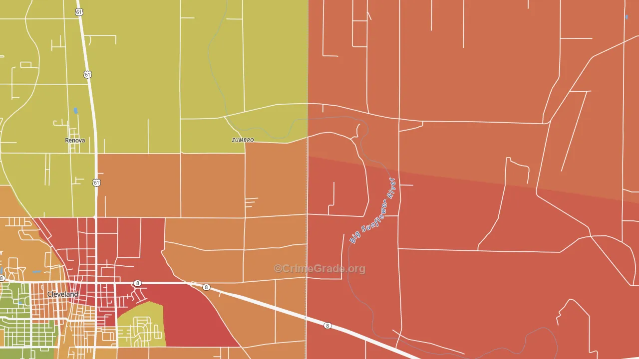 Zumbro, MS Map of Robbery Rates