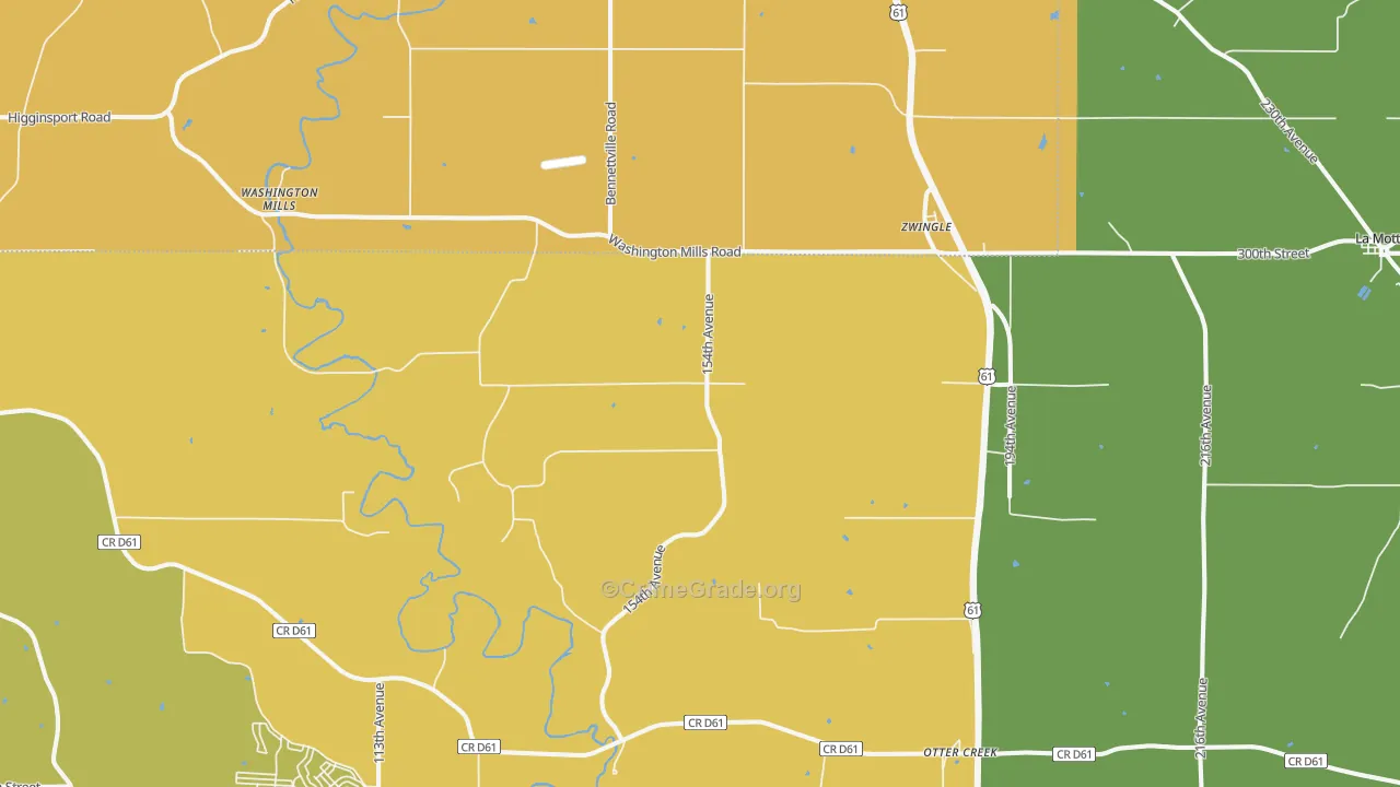 Zwingle, IA Map of Robbery Rates