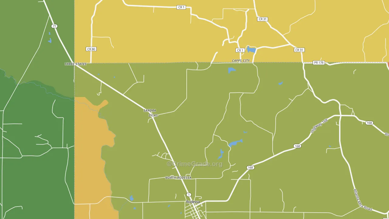 Zylks, LA Map of Robbery Rates