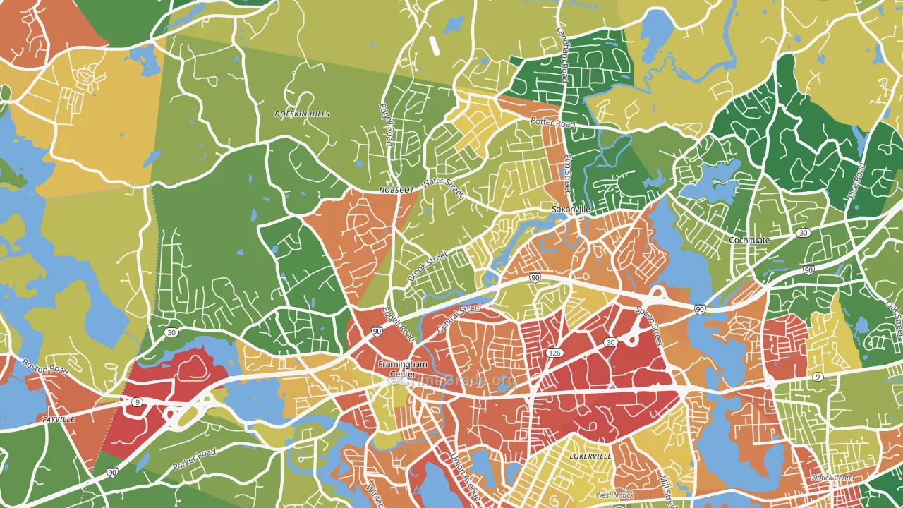 01701, MA Map of Theft Rates
