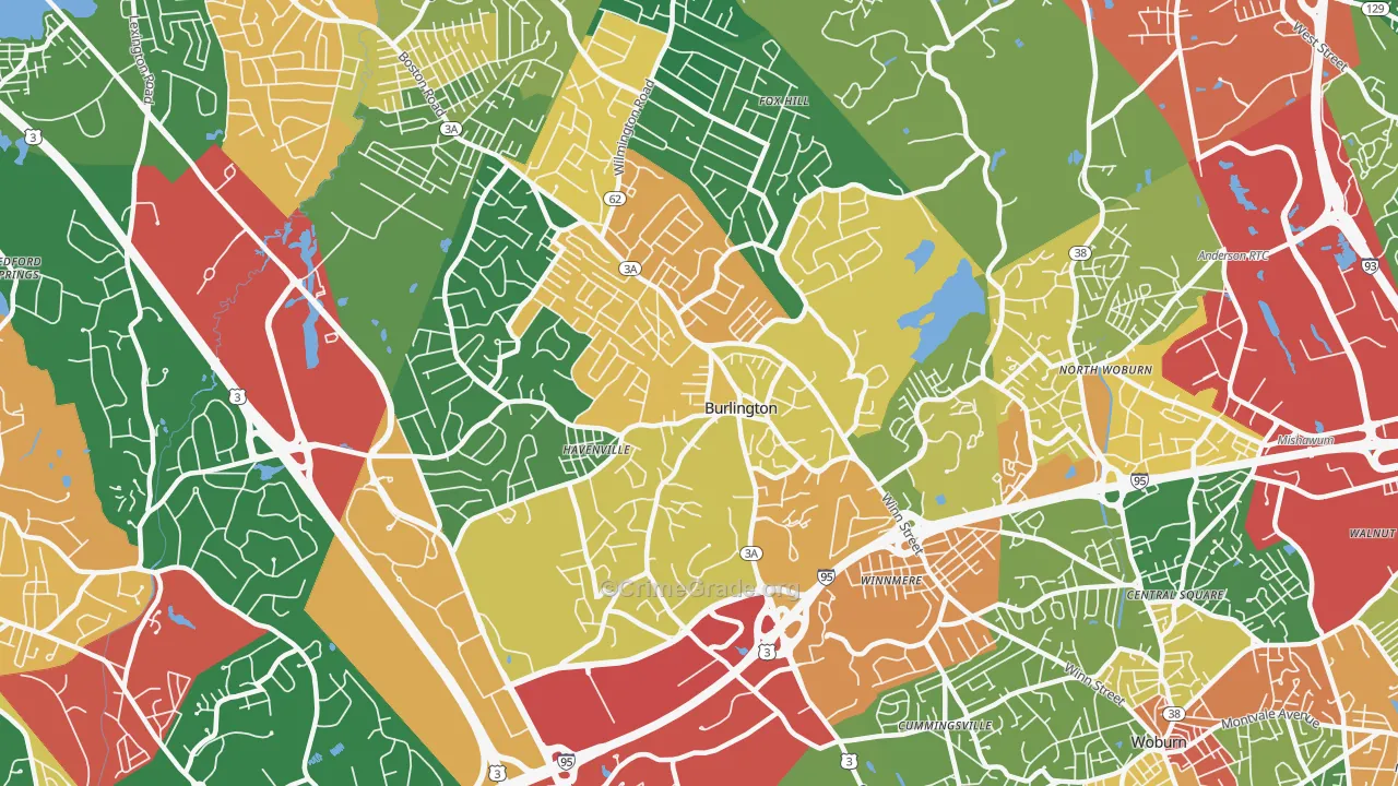 01803, MA Map of Theft Rates