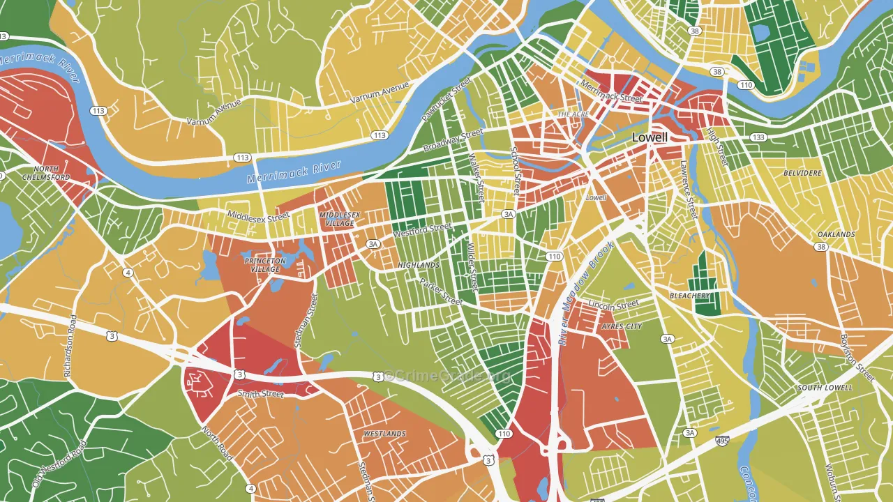 01851, MA Map of Theft Rates
