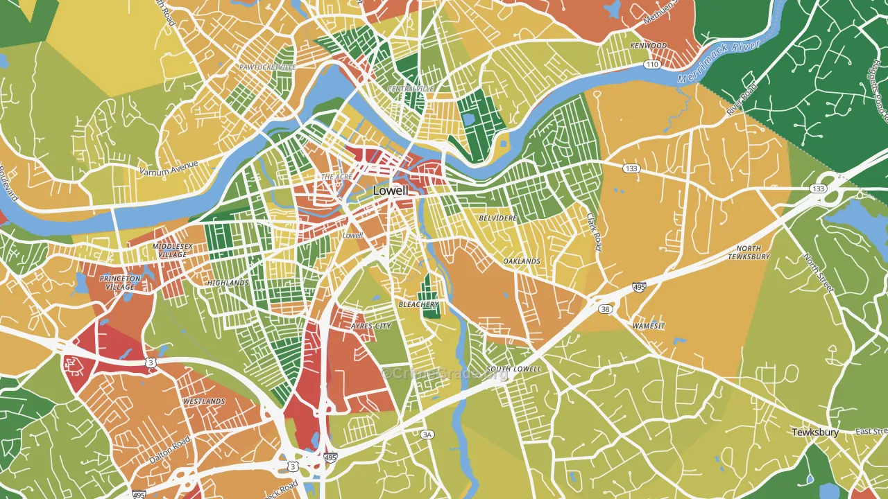 01852, MA Map of Theft Rates
