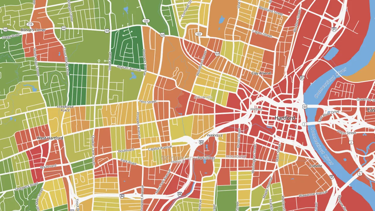 06105, CT Map of Theft Rates
