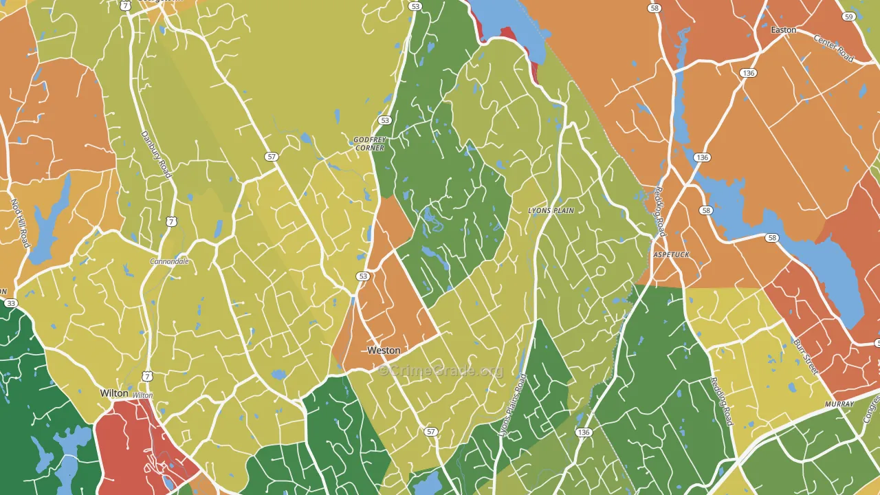 06883, CT Map of Theft Rates