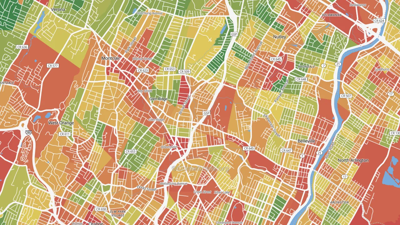 07003, NJ Map of Theft Rates