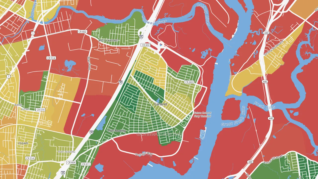 07008, NJ Map of Theft Rates