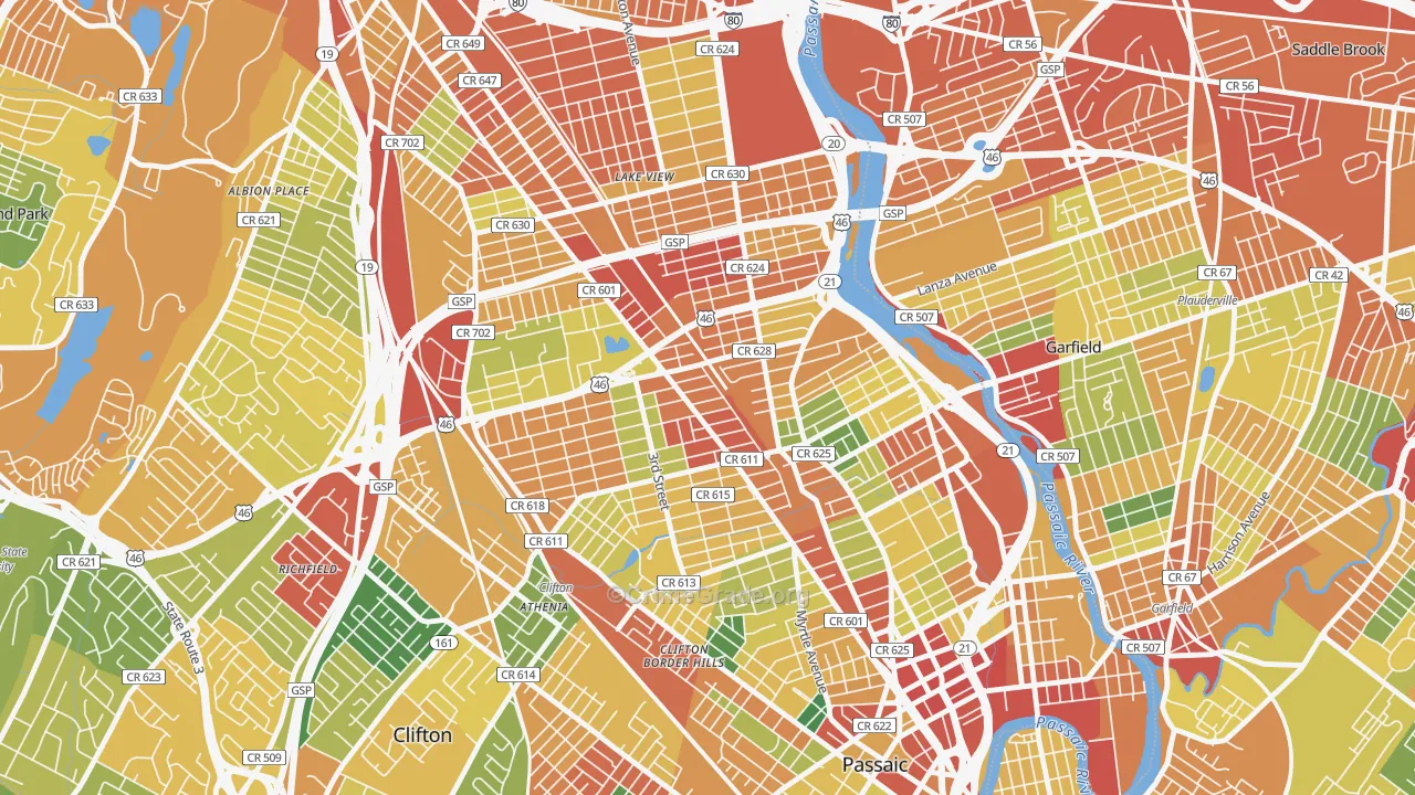 07011, NJ Map of Theft Rates