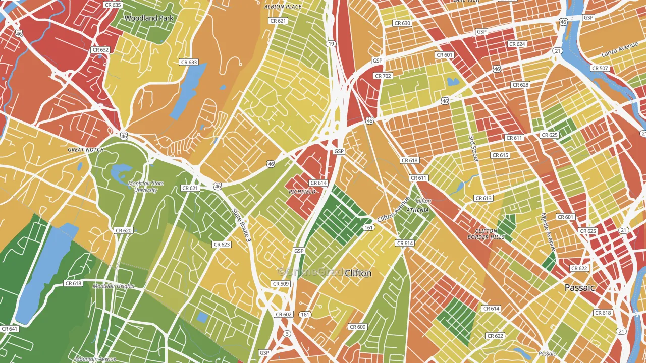 07013, NJ Map of Theft Rates