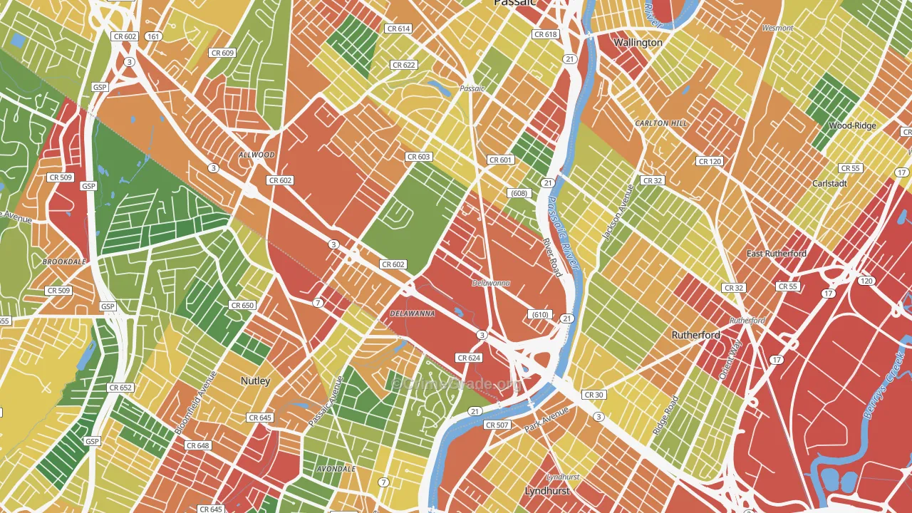 07014, NJ Map of Theft Rates