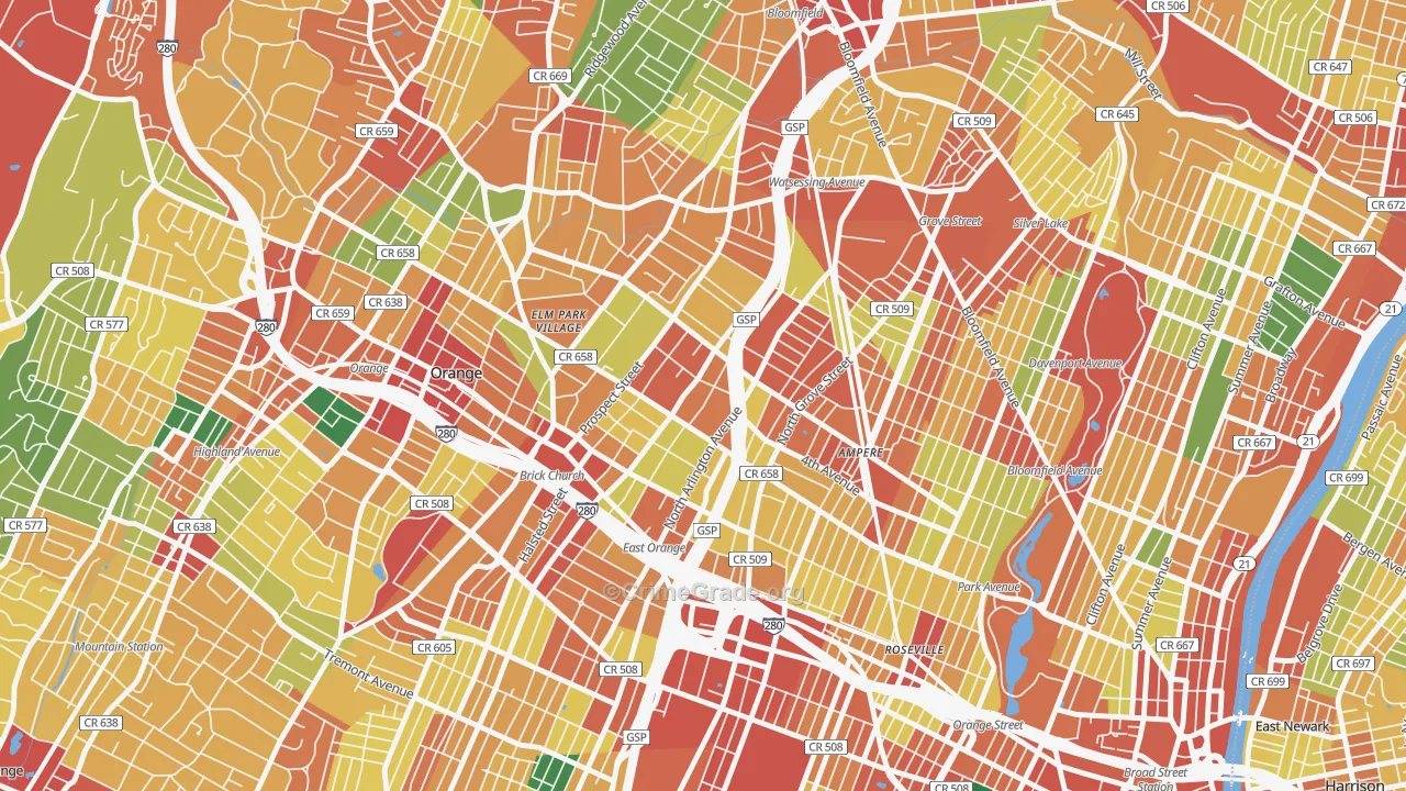 07017, NJ Map of Theft Rates
