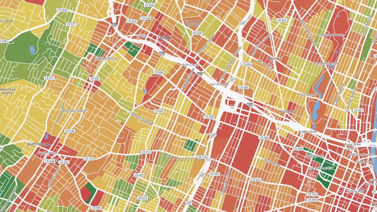 07018, NJ Map of Theft Rates