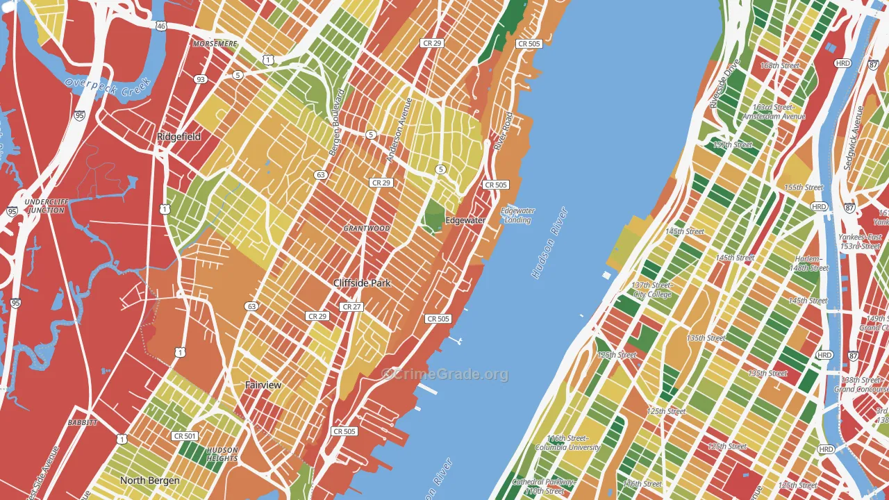 07020, NJ Map of Theft Rates