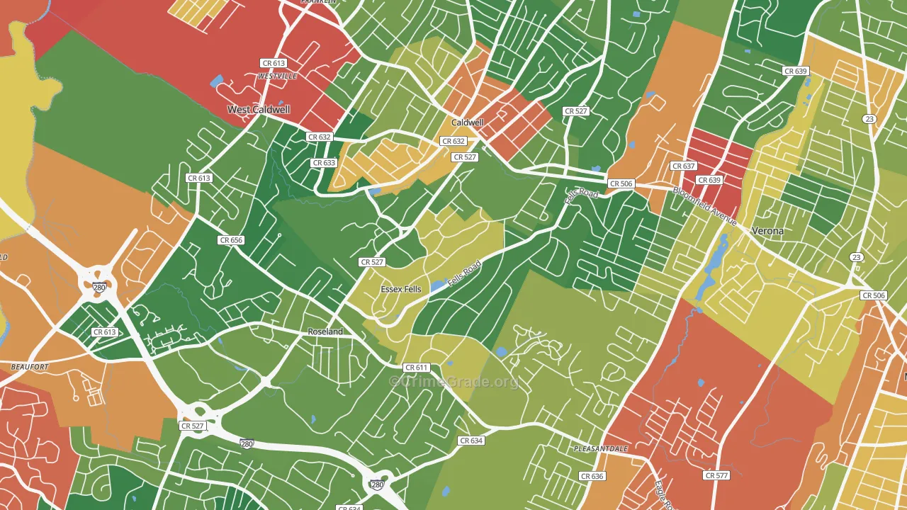 07021, NJ Map of Theft Rates