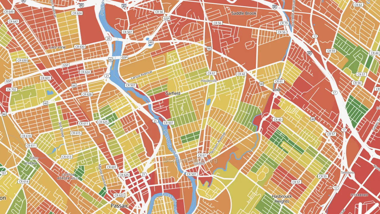 07026, NJ Map of Theft Rates