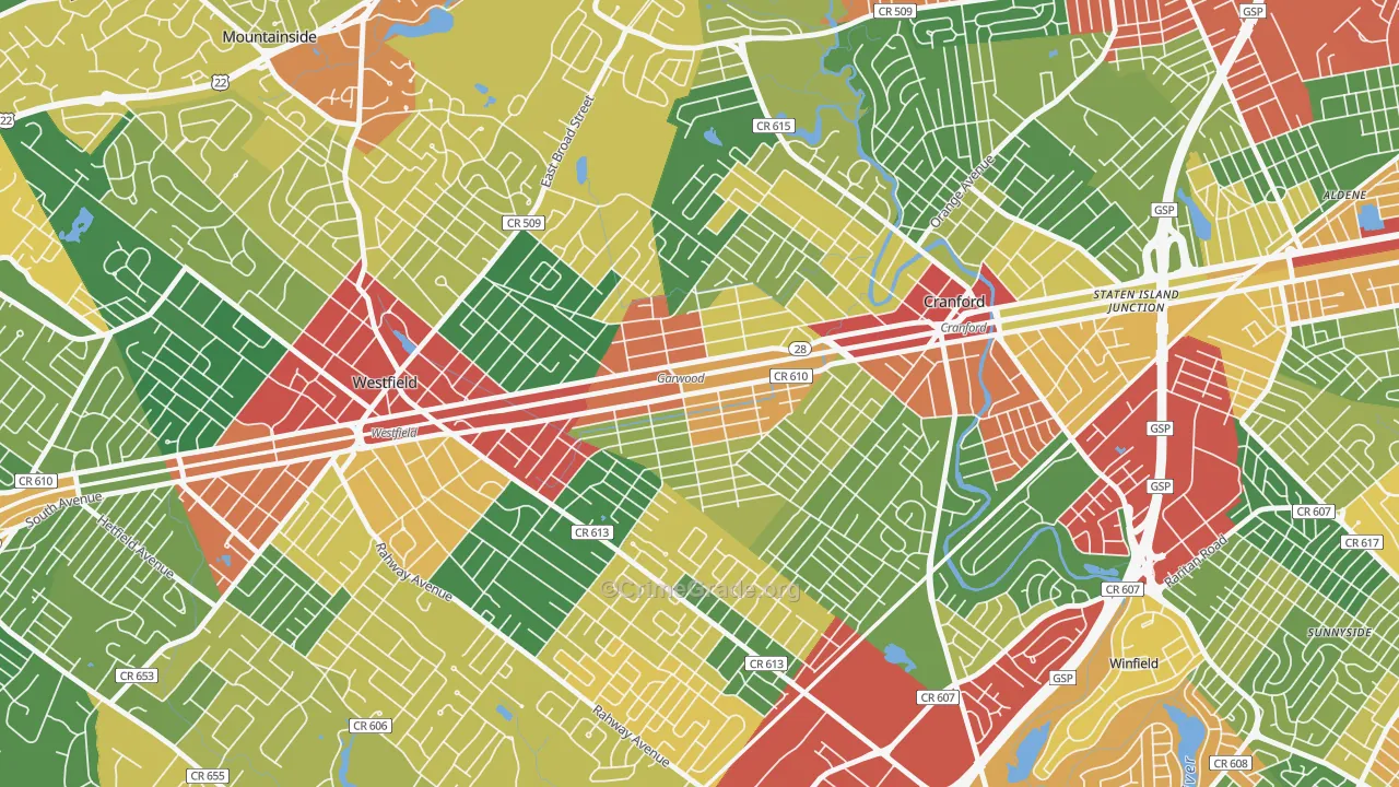 07027, NJ Map of Theft Rates
