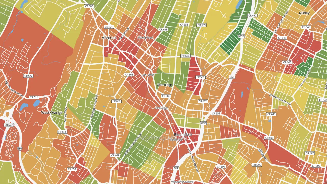 07028, NJ Map of Theft Rates